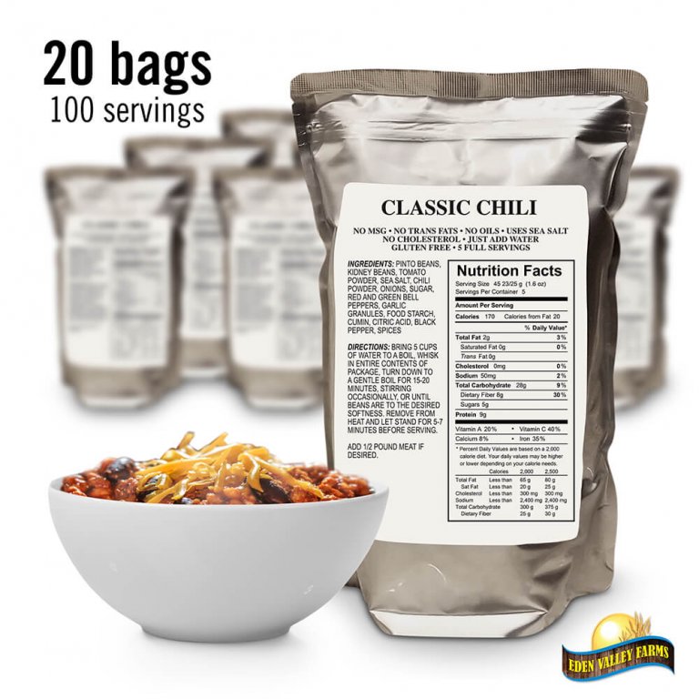 Classic Chili Emergency Food Storage Eden Valley Farms